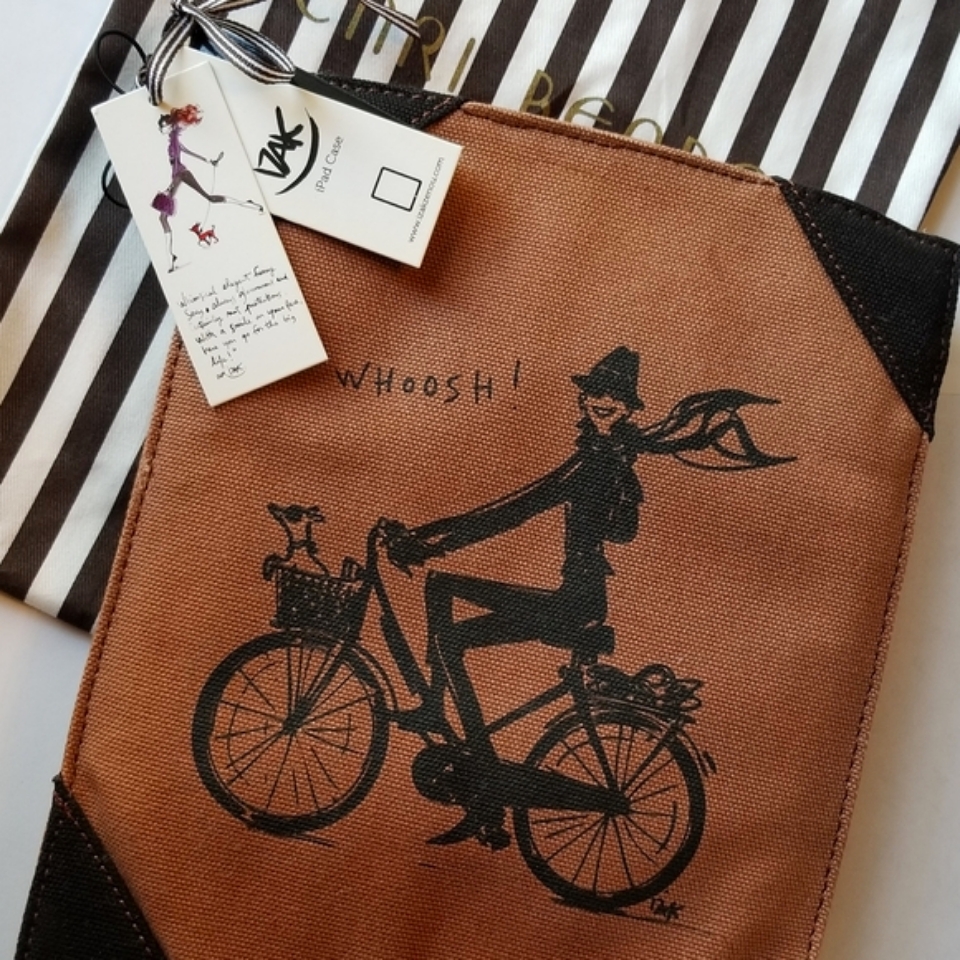 Henri Bendel Izak Zenou Bendel Girl And Dog Canvas Brown Ipad Case